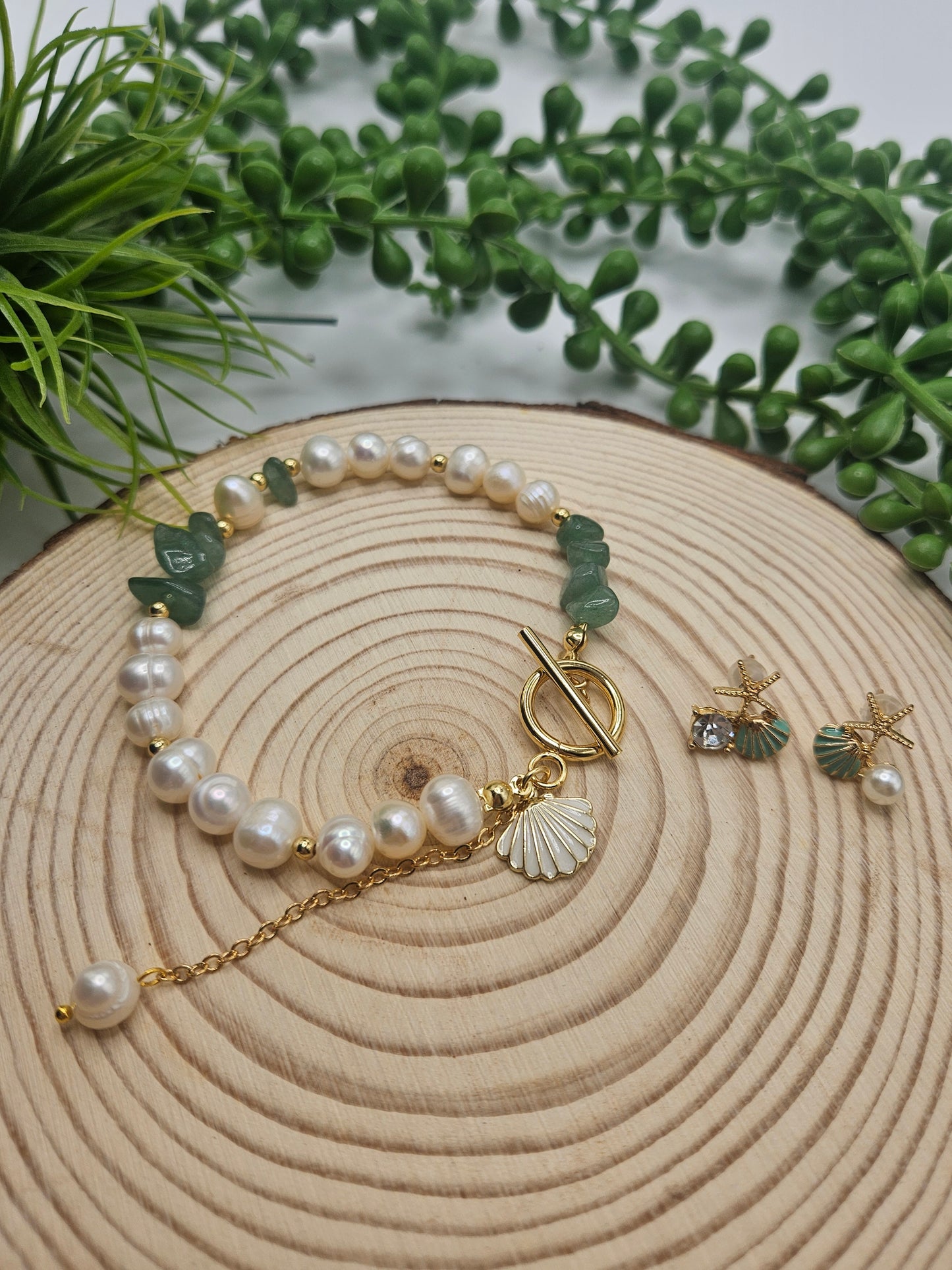 Sea Shell Turquoise & Pearl Set