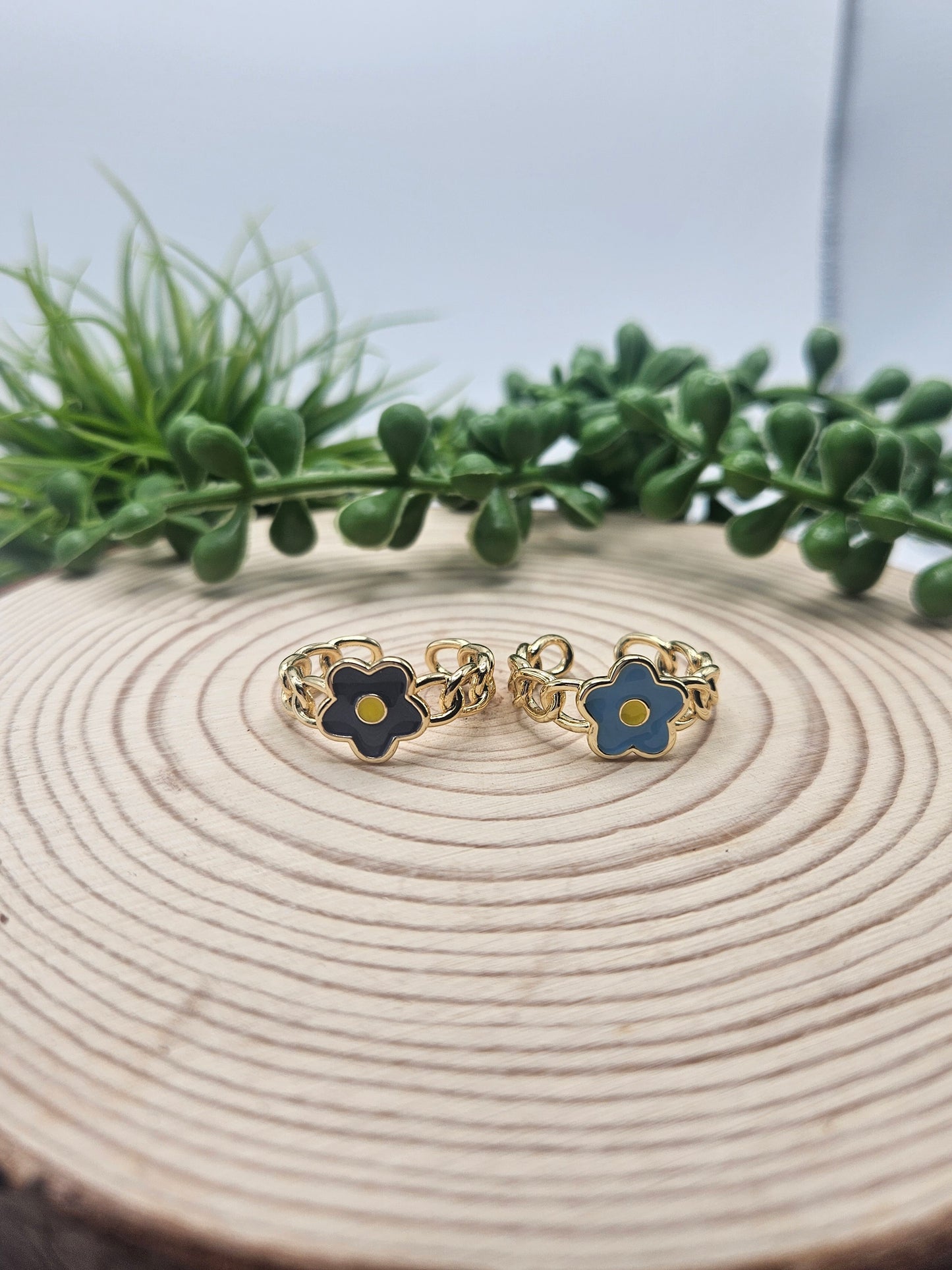 Blue Flower Rings