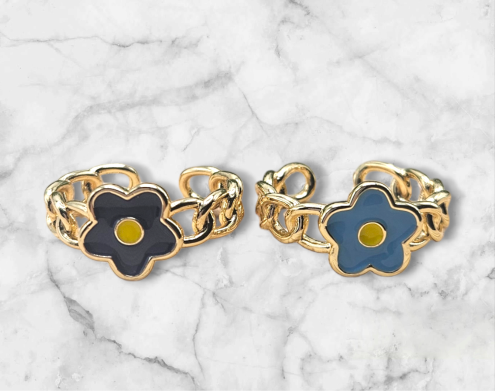 Blue Flower Rings