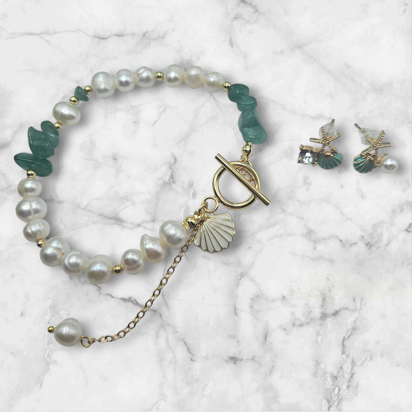 Sea Shell Turquoise & Pearl Set